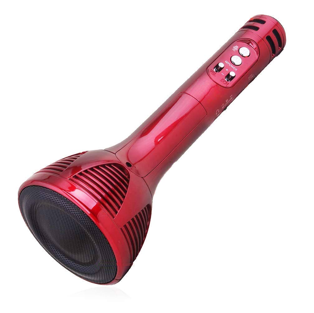 BigPlayer Type 2 Karaoke Mic Premium Quality Handheld Wireless Microphone Mic With Audio Recording Bluetooth Speaker & Karaoke Feature. (Red), standard