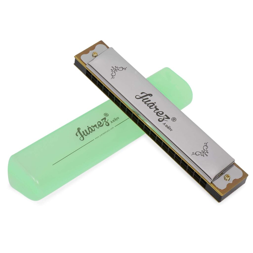 JUAREZ JRH20A 20 Holes Educational Harmonica Key of C Scale | Mouth Organ | Cover – Stainless iron | Comb – Abs | Reed – Brass Silver