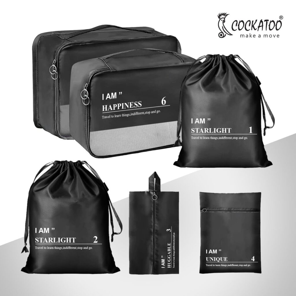 Cockatoo Path-Finder 6 Pc Travel Storage Bag,Travel Organizer Bags for Luggage,Material: Polyester