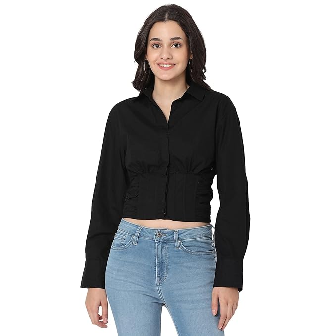 Spykar Women’s Cotton Solid Slim Fit Shirt